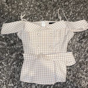 Forever 21 Plaid off the shoulder top
